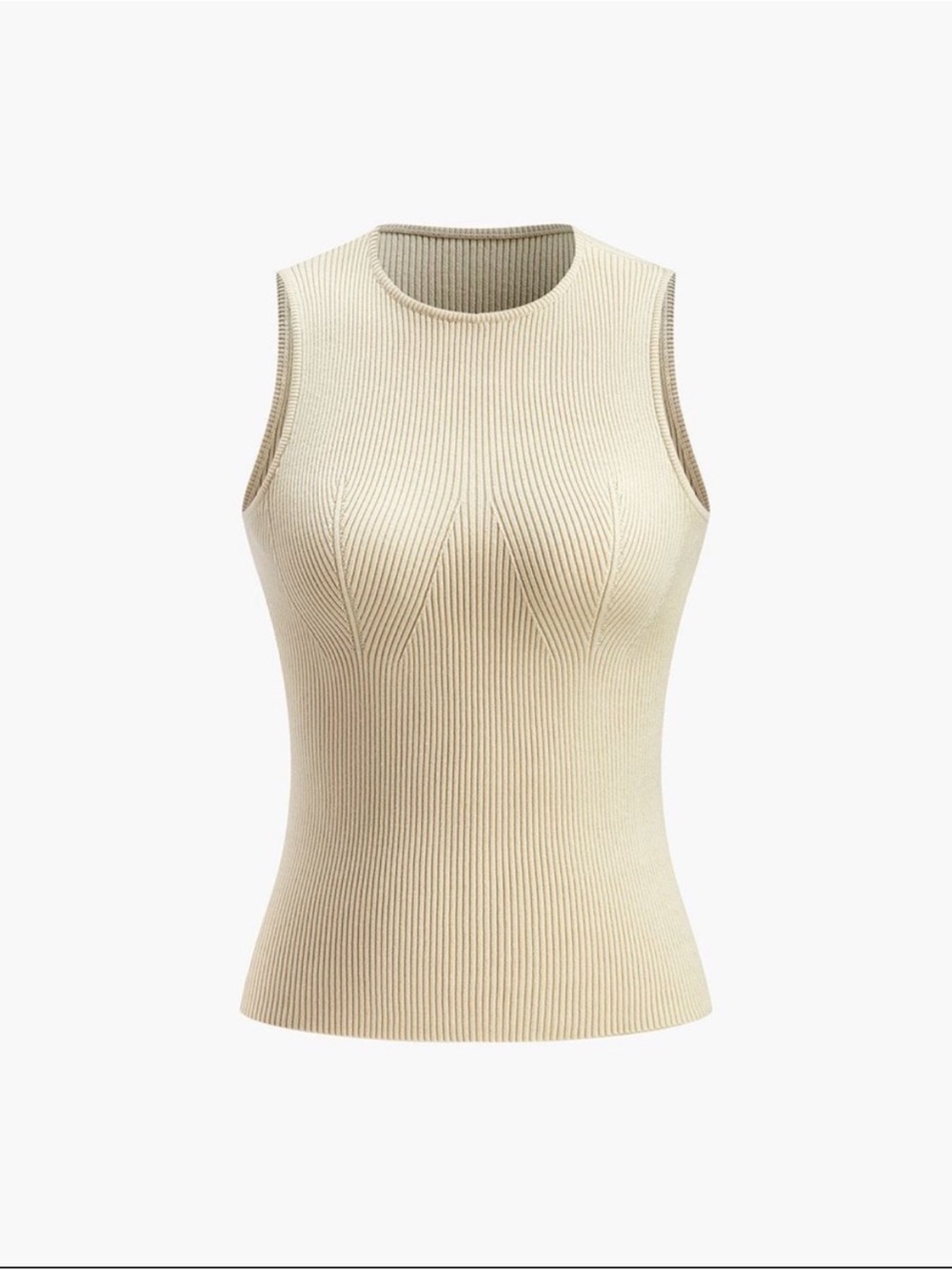 NWT Commense Ribbed Knit Sleeveless Tank Top in Beige